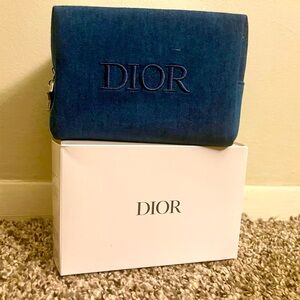 Dior denim cosmetic bag